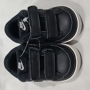 Nike Capri 3 LTR TDV Toddler Shoes Size 3C Black White Leather 579949-014